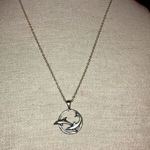 NWOT Sterling Silver Necklace With Dolphin Pendant on Fine Chain.
